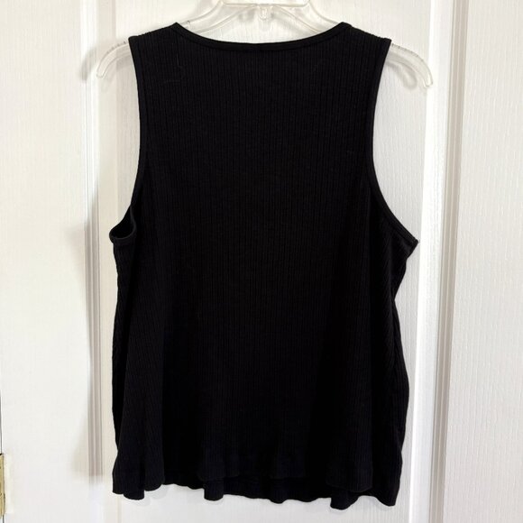 Old Navy Lace Up Rib Knit Swing Tank Top Sleeveless Black Size XXL Petite - Picture 3 of 4